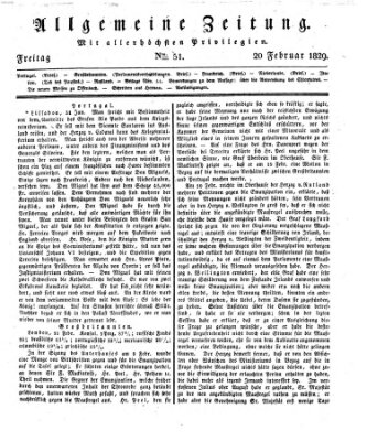 Allgemeine Zeitung Freitag 20. Februar 1829