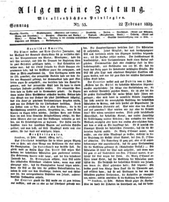 Allgemeine Zeitung Sonntag 22. Februar 1829