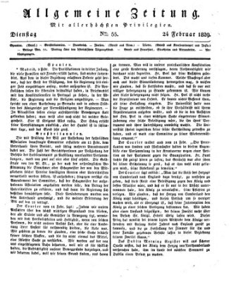 Allgemeine Zeitung Dienstag 24. Februar 1829