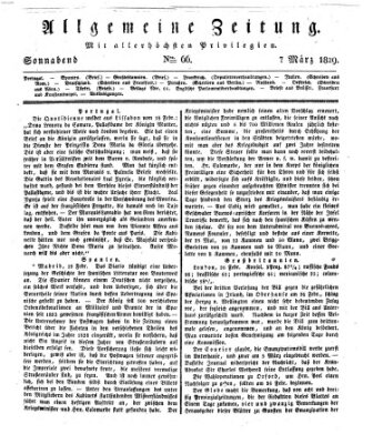 Allgemeine Zeitung Samstag 7. März 1829