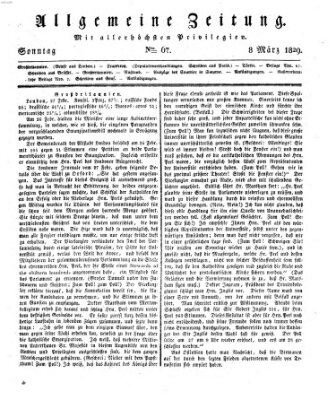 Allgemeine Zeitung Sonntag 8. März 1829
