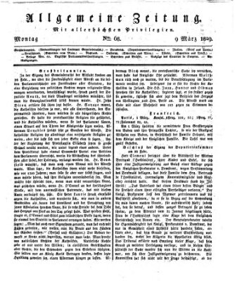 Allgemeine Zeitung Montag 9. März 1829