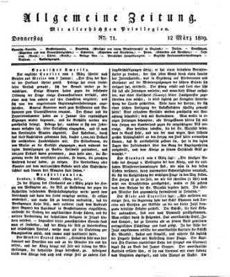 Allgemeine Zeitung Donnerstag 12. März 1829