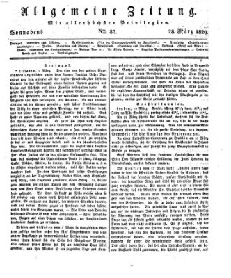 Allgemeine Zeitung Samstag 28. März 1829