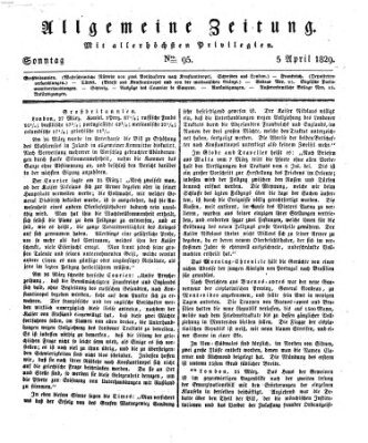 Allgemeine Zeitung Sonntag 5. April 1829