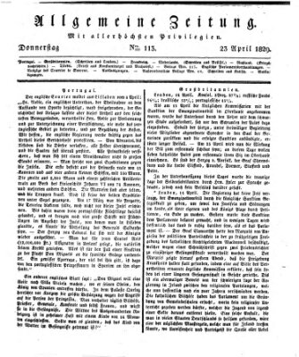 Allgemeine Zeitung Donnerstag 23. April 1829