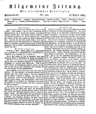 Allgemeine Zeitung Samstag 25. April 1829