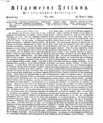 Allgemeine Zeitung Sonntag 26. April 1829