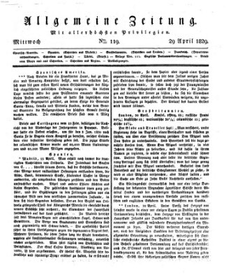 Allgemeine Zeitung Mittwoch 29. April 1829