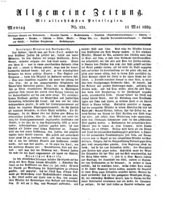 Allgemeine Zeitung Montag 11. Mai 1829