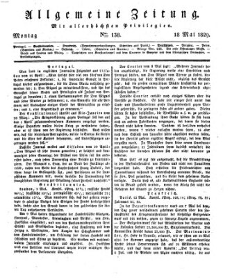 Allgemeine Zeitung Montag 18. Mai 1829