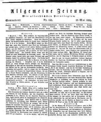 Allgemeine Zeitung Samstag 23. Mai 1829