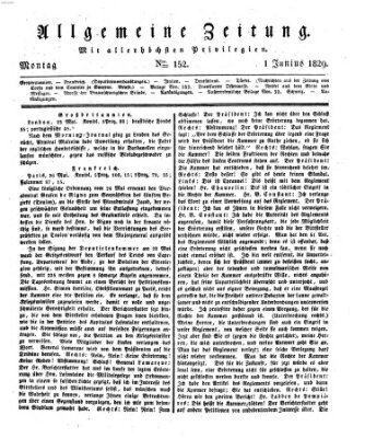 Allgemeine Zeitung Montag 1. Juni 1829