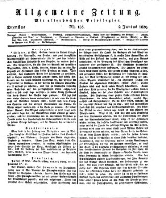 Allgemeine Zeitung Dienstag 2. Juni 1829