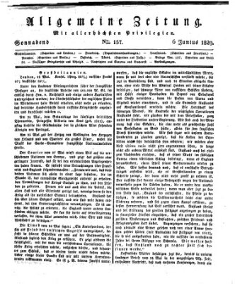 Allgemeine Zeitung Samstag 6. Juni 1829