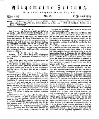 Allgemeine Zeitung Mittwoch 10. Juni 1829