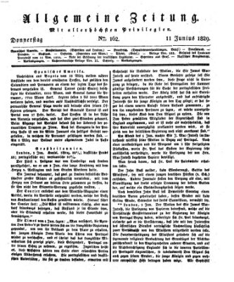 Allgemeine Zeitung Donnerstag 11. Juni 1829