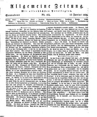 Allgemeine Zeitung Samstag 13. Juni 1829