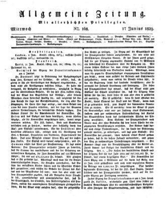 Allgemeine Zeitung Mittwoch 17. Juni 1829