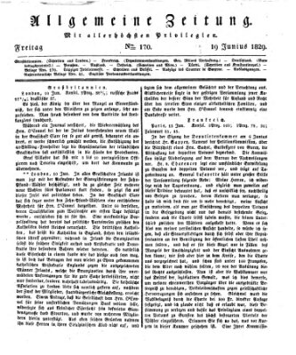 Allgemeine Zeitung Freitag 19. Juni 1829