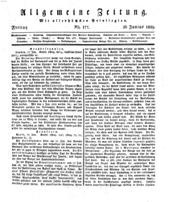 Allgemeine Zeitung Freitag 26. Juni 1829