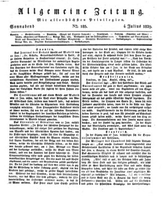 Allgemeine Zeitung Samstag 4. Juli 1829