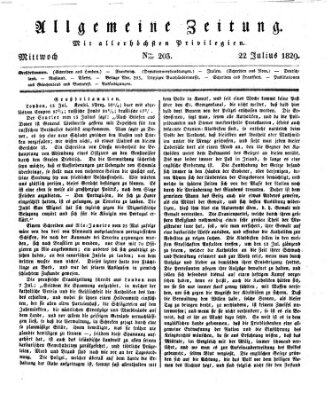 Allgemeine Zeitung Mittwoch 22. Juli 1829