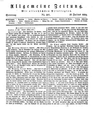 Allgemeine Zeitung Sonntag 26. Juli 1829