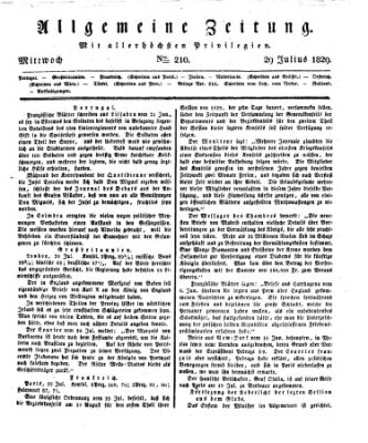 Allgemeine Zeitung Mittwoch 29. Juli 1829