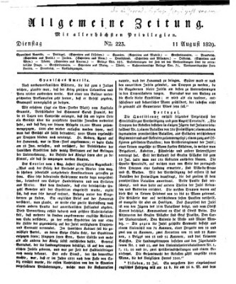 Allgemeine Zeitung Dienstag 11. August 1829