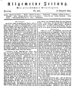 Allgemeine Zeitung Freitag 14. August 1829