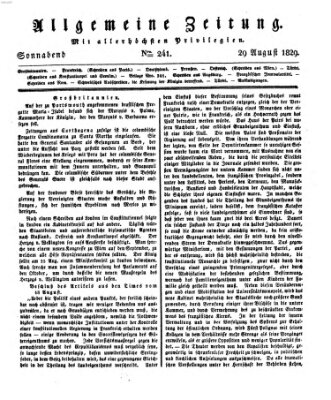 Allgemeine Zeitung Samstag 29. August 1829