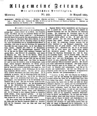 Allgemeine Zeitung Montag 31. August 1829