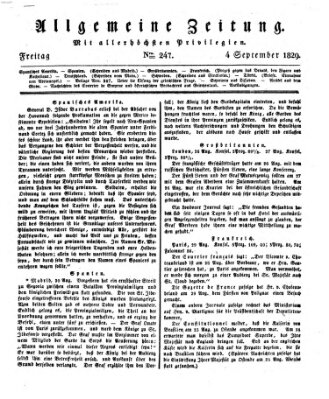 Allgemeine Zeitung Freitag 4. September 1829