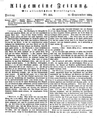 Allgemeine Zeitung Freitag 11. September 1829