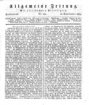 Allgemeine Zeitung Samstag 12. September 1829