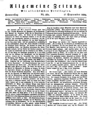 Allgemeine Zeitung Donnerstag 17. September 1829