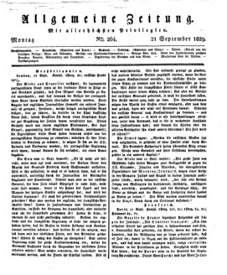 Allgemeine Zeitung Montag 21. September 1829