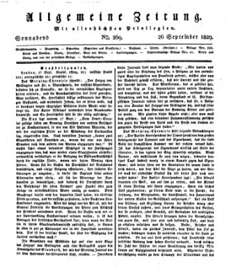 Allgemeine Zeitung Samstag 26. September 1829