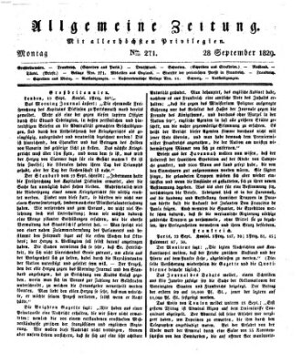 Allgemeine Zeitung Montag 28. September 1829