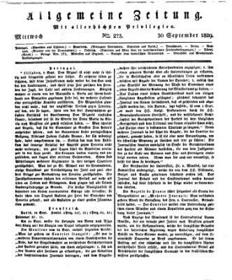 Allgemeine Zeitung Mittwoch 30. September 1829