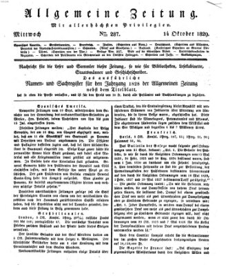 Allgemeine Zeitung Mittwoch 14. Oktober 1829