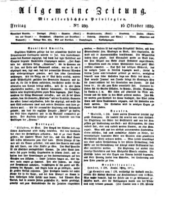 Allgemeine Zeitung Freitag 16. Oktober 1829