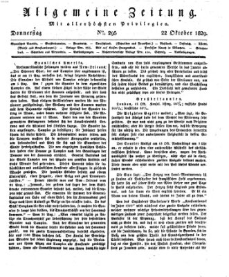 Allgemeine Zeitung Donnerstag 22. Oktober 1829