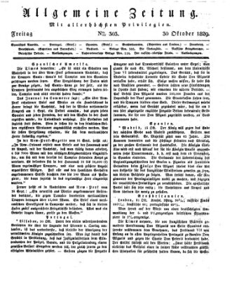 Allgemeine Zeitung Freitag 30. Oktober 1829