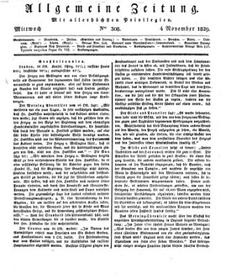 Allgemeine Zeitung Mittwoch 4. November 1829