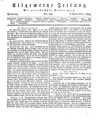 Allgemeine Zeitung Sonntag 8. November 1829