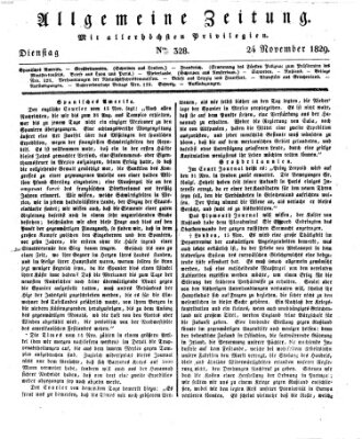 Allgemeine Zeitung Dienstag 24. November 1829