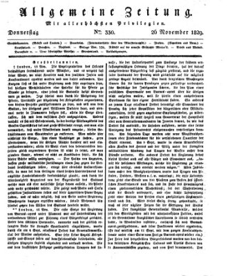 Allgemeine Zeitung Donnerstag 26. November 1829