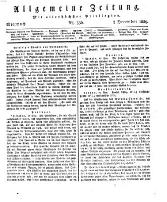 Allgemeine Zeitung Mittwoch 2. Dezember 1829